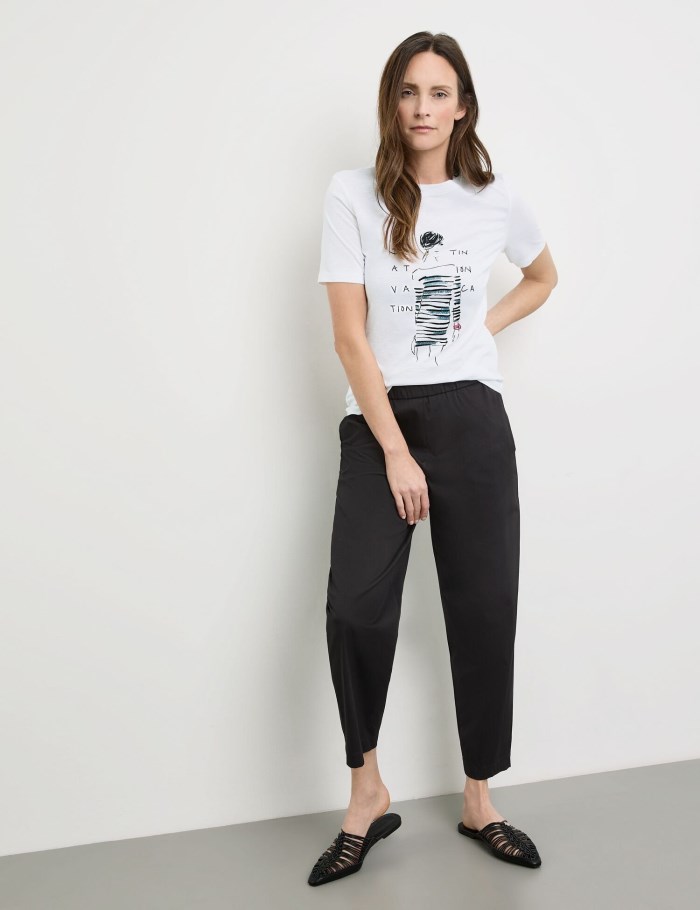 Gerry Weber Sustainable T-shirt with a front print T-skjorte Hvite | BFHZ0166