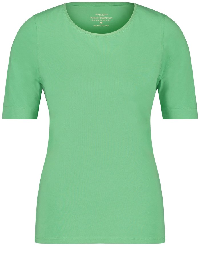 Gerry Weber Sustainable T-shirt with a satin neckline T-skjorte Grønn | HHHV5032