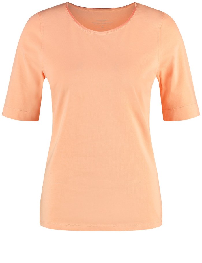 Gerry Weber Sustainable T-shirt with a satin neckline T-skjorte Oransje | PCPC9706