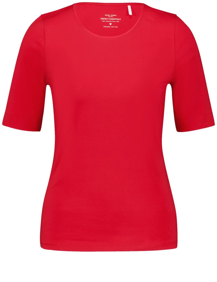 Gerry Weber Sustainable T-shirt with a satin neckline T-skjorte Rød | QKTV4634