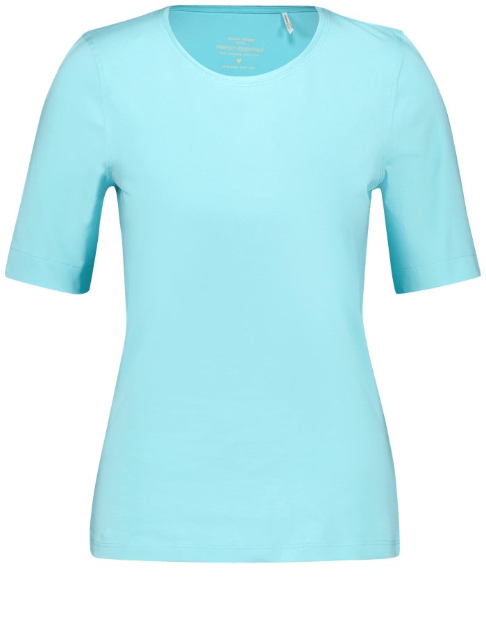 Gerry Weber Sustainable T-shirt with a satin neckline T-skjorte Blå | OCJN7275