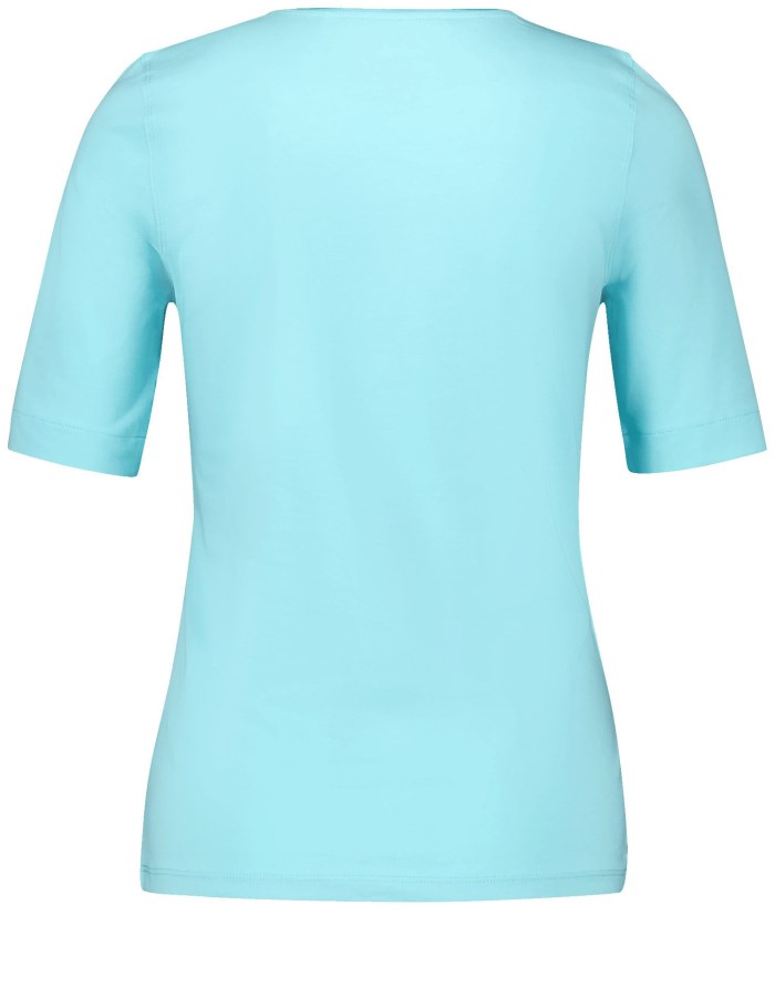 Gerry Weber Sustainable T-shirt with a satin neckline T-skjorte Blå | OCJN7275