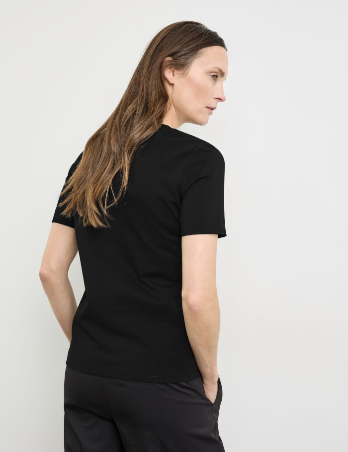 Gerry Weber Sustainable T-shirt with printed lettering T-skjorte Svarte | SWXS2303