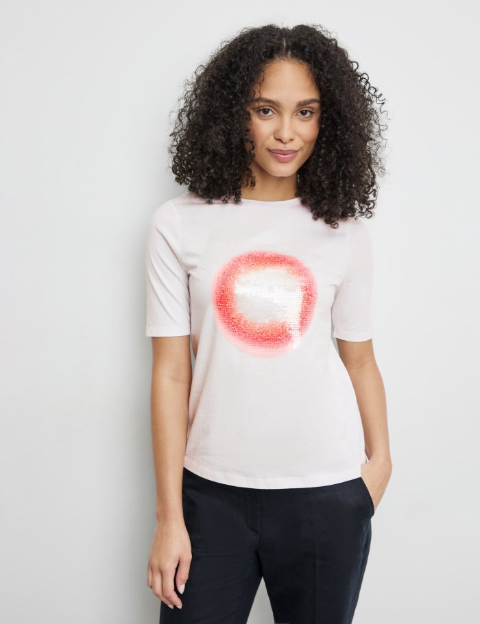 Gerry Weber Sustainable T-shirt with sequins T-skjorte Hvite | OLFW5748