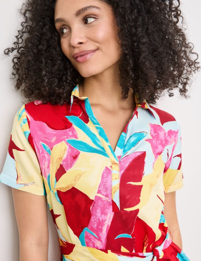 Gerry Weber Sustainable blouse dress with a waistband Kjole Multicolor | TSHH1243