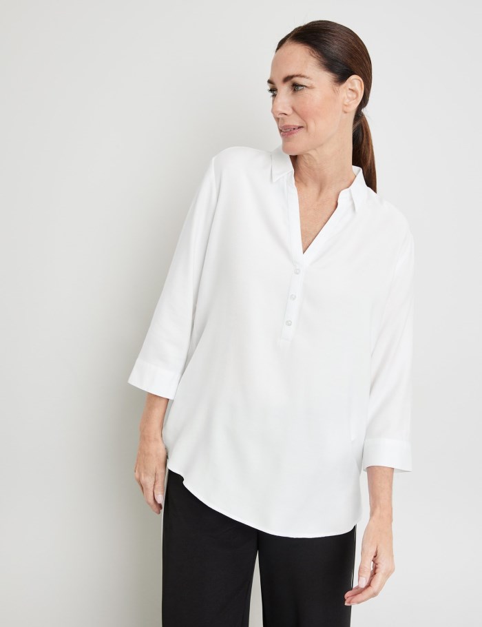 Gerry Weber Sustainable blouse top with 3/4-length sleeves Bluse Hvite | TTFN9212