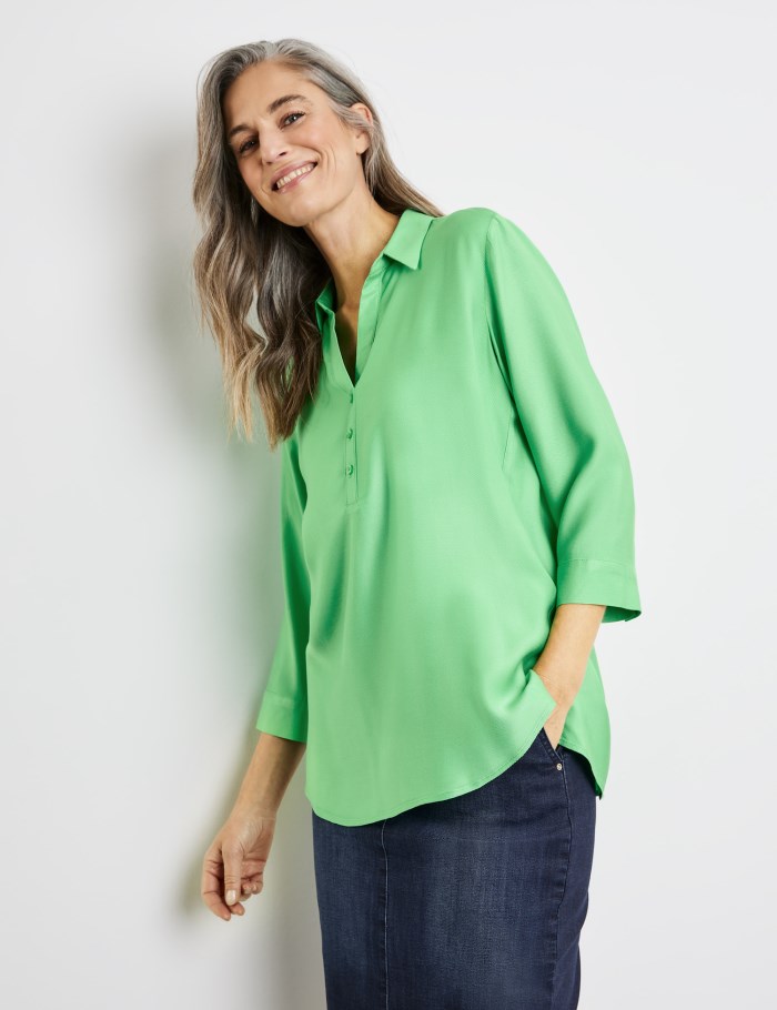 Gerry Weber Sustainable blouse top with 3/4-length sleeves Bluse Grønn | YQFM7234