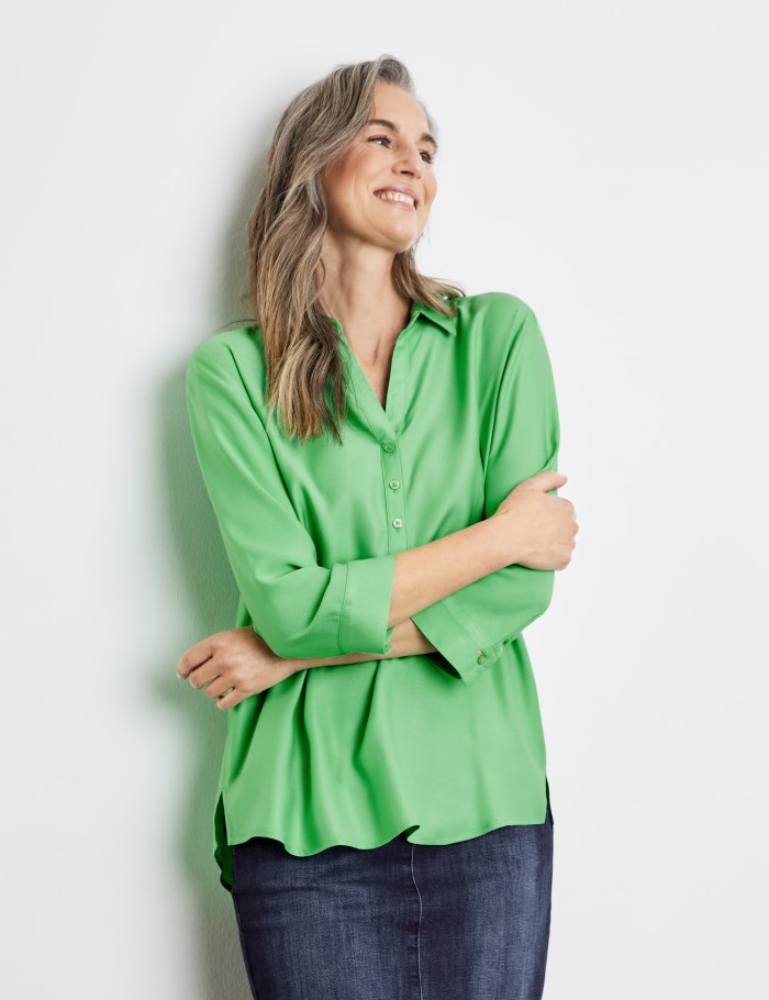 Gerry Weber Sustainable blouse top with 3/4-length sleeves Bluse Grønn | YQFM7234