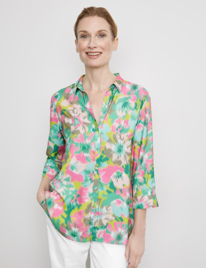 Gerry Weber Sustainable blouse with 3/4-length sleeves Bluse Multicolor | HBPL0846