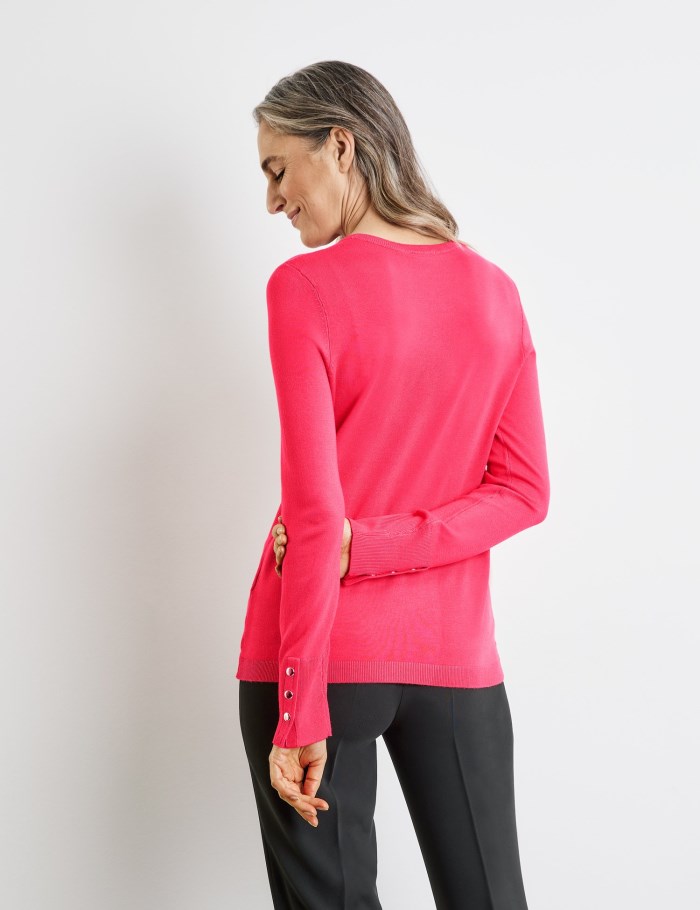 Gerry Weber Sustainable jumper with decorative buttons Strikkevarer Rosa | LDDF7021