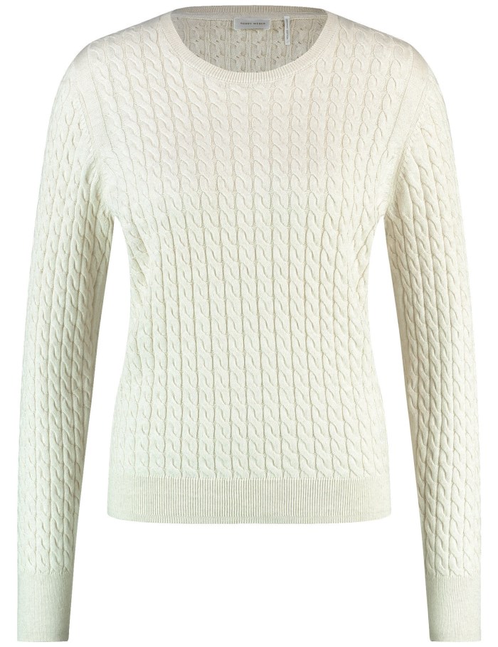 Gerry Weber Sustainable knitted jumper with a cable knit pattern Strikkevarer Beige | AWGC1794