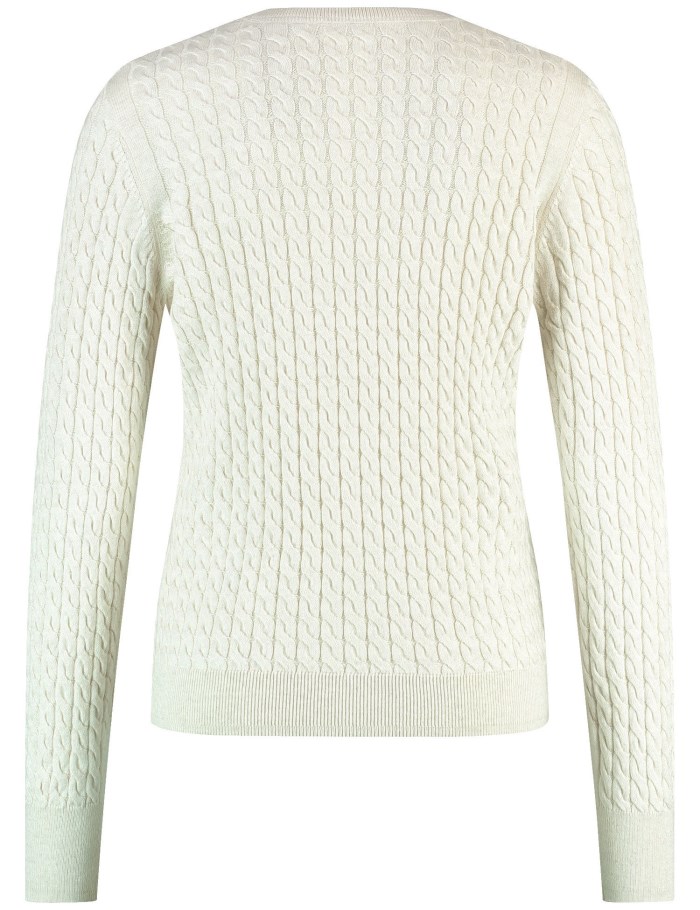 Gerry Weber Sustainable knitted jumper with a cable knit pattern Strikkevarer Beige | AWGC1794