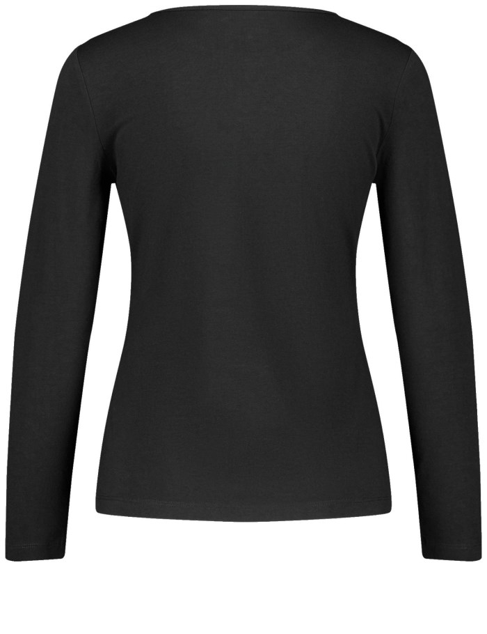 Gerry Weber Sustainable long sleeve top with a front print T-skjorte Svarte | GQZM3936