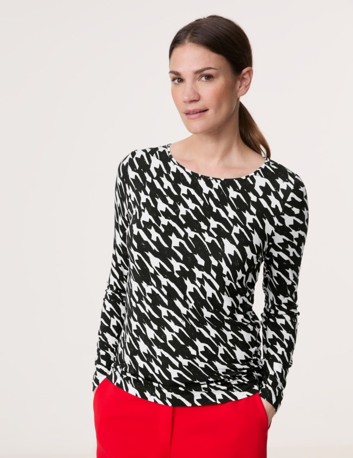 Gerry Weber Sustainable long sleeve top T-skjorte Svarte | BQLI0538