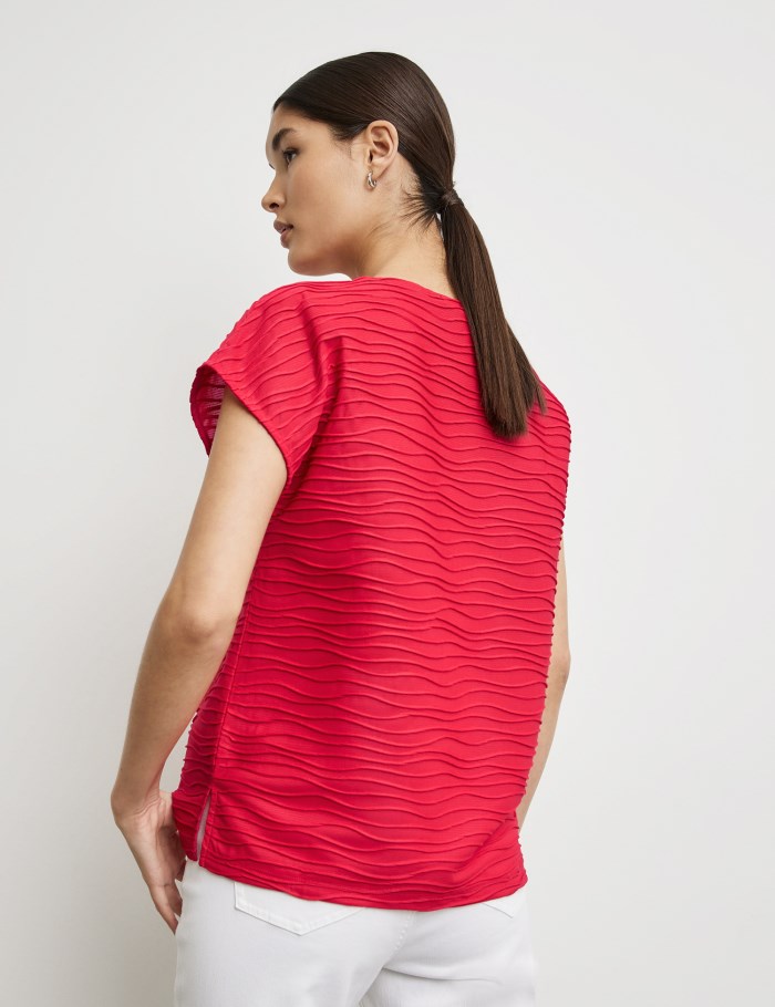 TAIFU Textured jersey top T-skjorte Rød | JPYF9018