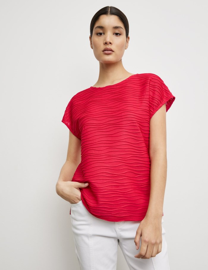 TAIFU Textured jersey top T-skjorte Rød | JPYF9018