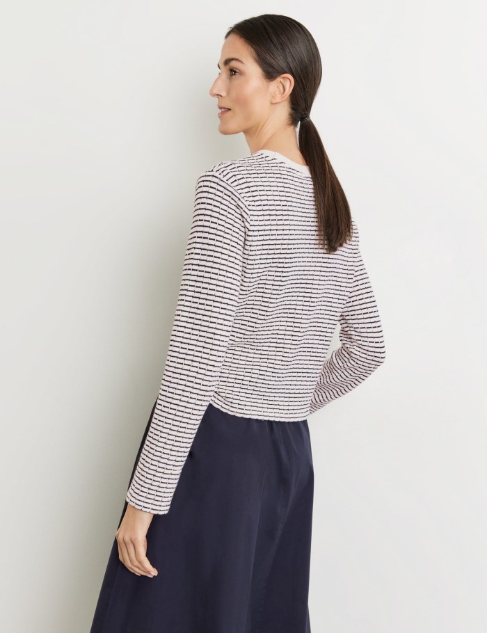 Gerry Weber Textured jumper with a stripe pattern Strikkevarer Blå | QMBK7858