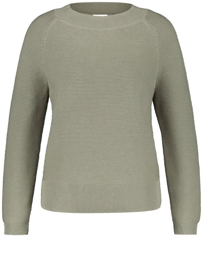 Gerry Weber Textured knit jumper with raglan sleeves Strikkevarer Grønn | OHDP6437