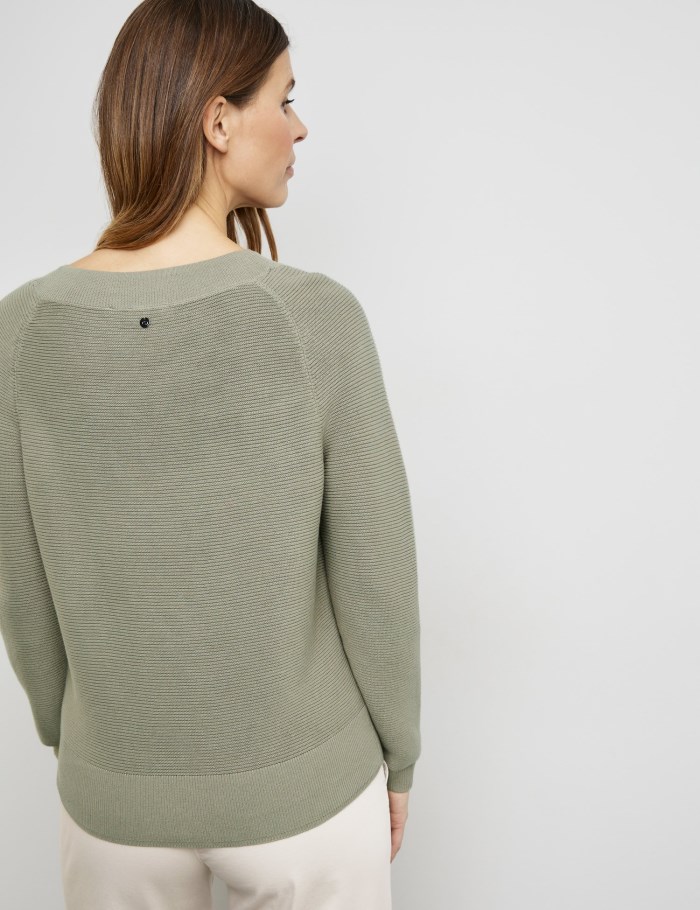 Gerry Weber Textured knit jumper with raglan sleeves Strikkevarer Grønn | OHDP6437