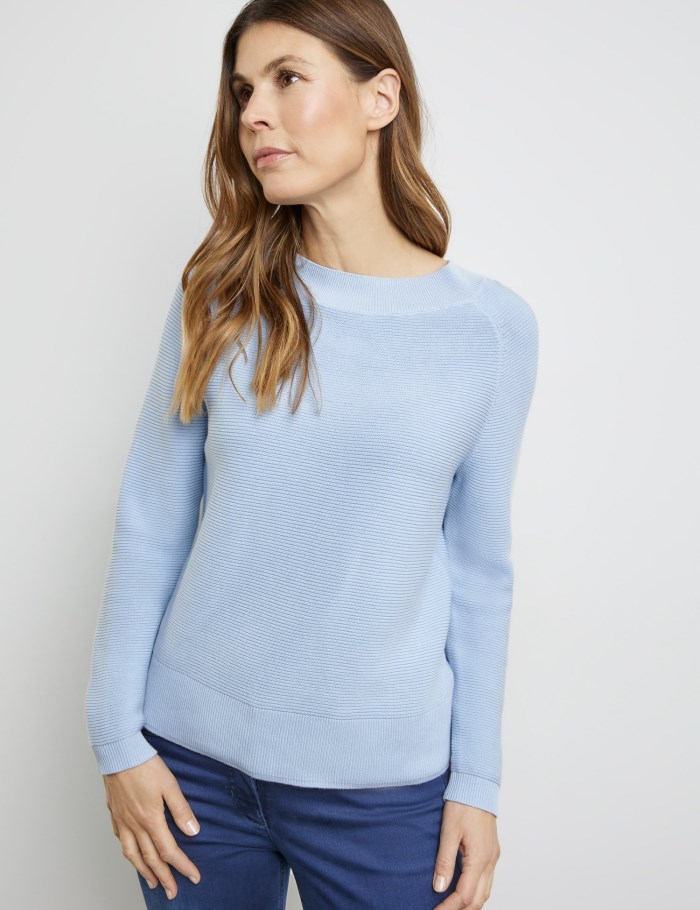 Gerry Weber Textured knit jumper with raglan sleeves Strikkevarer Blå | PMUD5199