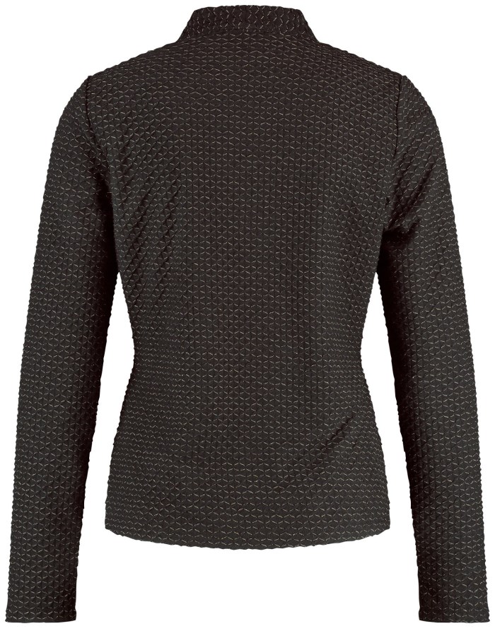 TAIFU Textured long sleeve top with lurex T-skjorte Svarte | GPHO8393