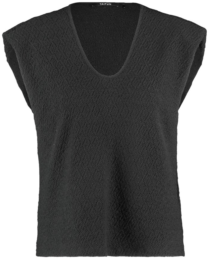 TAIFU Textured top with shoulder padding T-skjorte Svarte | AEDE6189