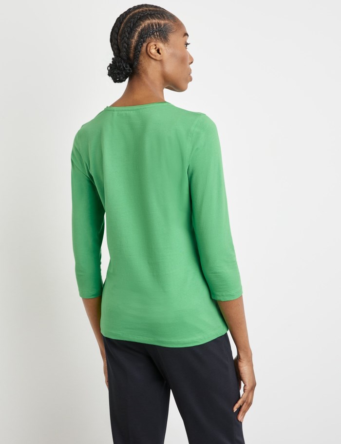 Gerry Weber Top with 3/4-length sleeves and a satin neckline trim T-skjorte Grønn | NGUS4662