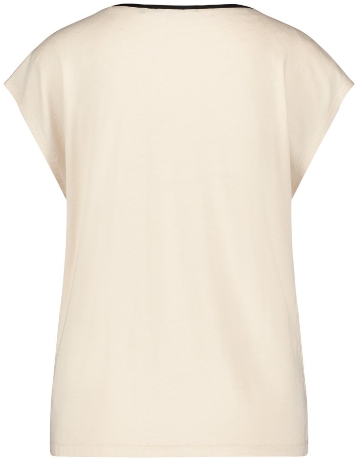 TAIFU Top with a printed satin front T-skjorte Beige | YHSU3819