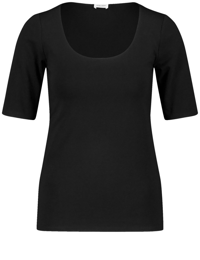 Gerry Weber Top with mid-length sleeves and a wide neckline T-skjorte Svarte | UWPK6597