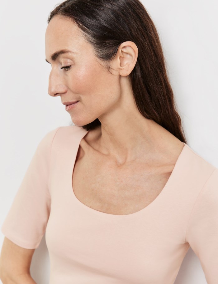 Gerry Weber Top with mid-length sleeves and a wide neckline T-skjorte Rosa | MWNH0357