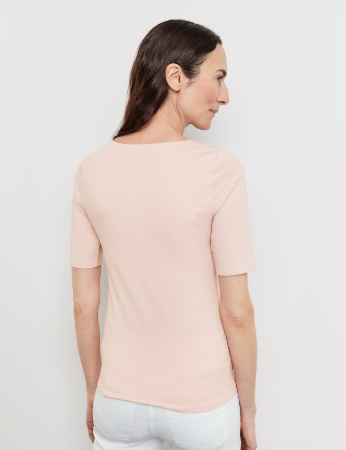 Gerry Weber Top with mid-length sleeves and a wide neckline T-skjorte Rosa | MWNH0357