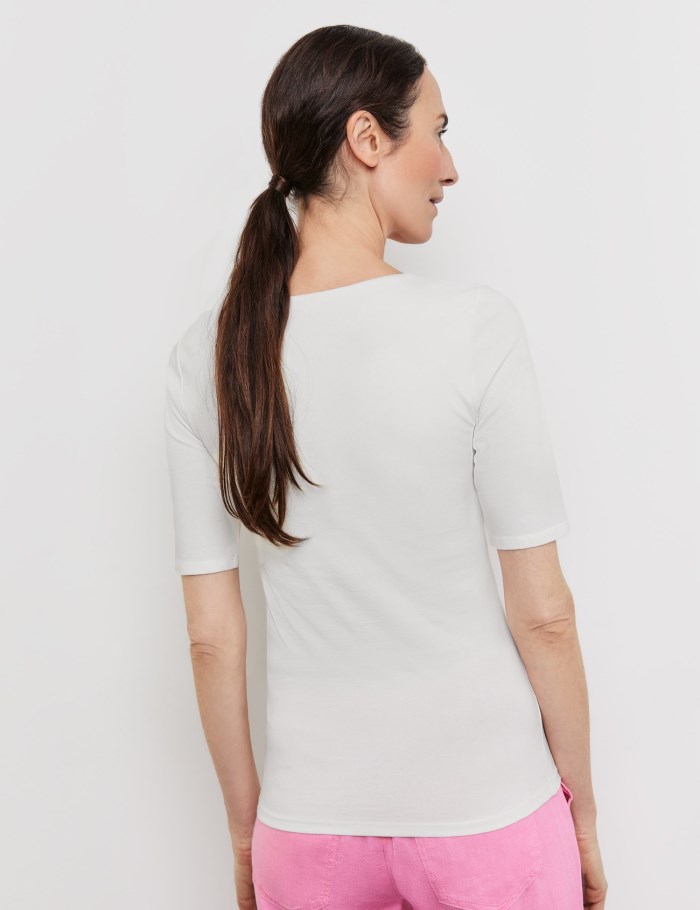 Gerry Weber Top with mid-length sleeves and a wide neckline T-skjorte Hvite | GZWT9300