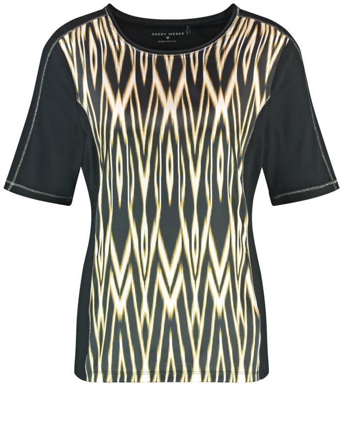 Gerry Weber Top with mid-length sleeves in a mix of materials T-skjorte Svarte | KHDH2728