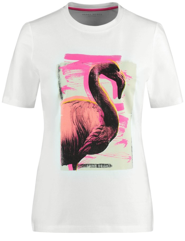 Gerry Weber T-shirt with a flamingo motif T-skjorte Hvite | WCBD8178