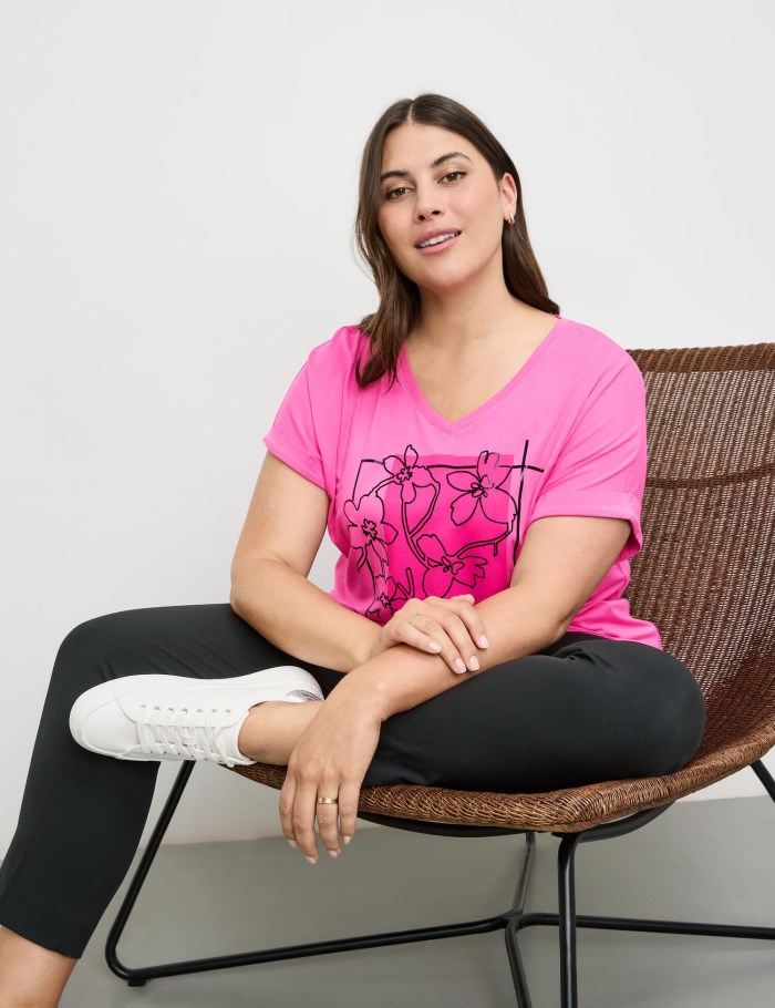 SAMOON T-shirt with a front print T-skjorte Rosa | KNHN3414