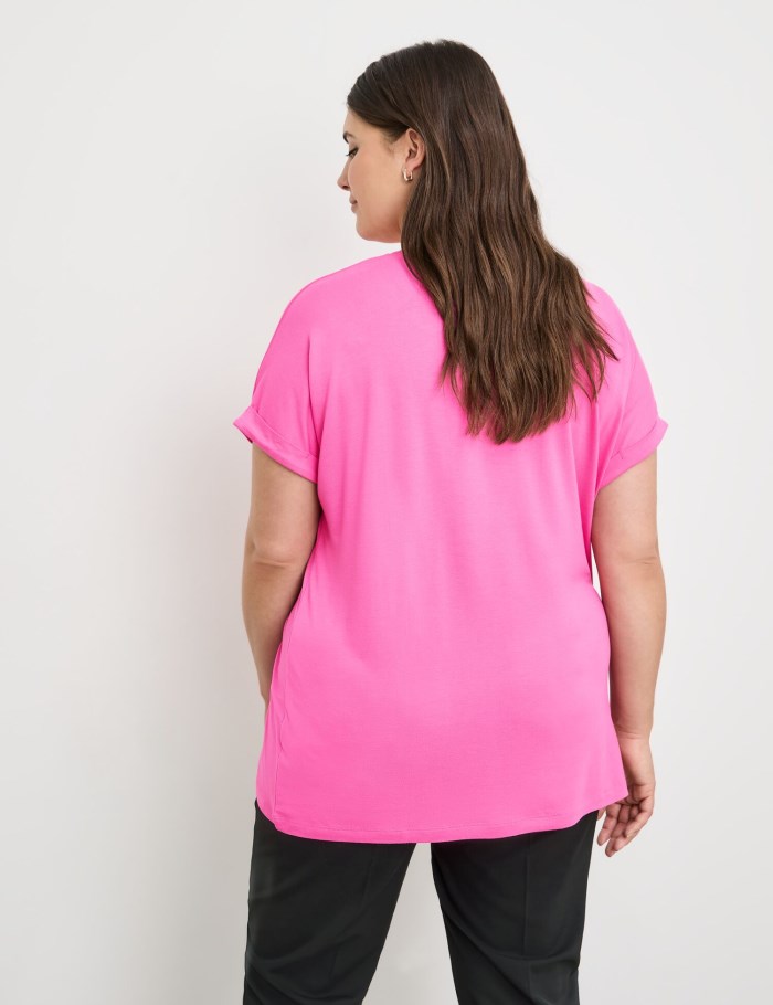 SAMOON T-shirt with a front print T-skjorte Rosa | KNHN3414