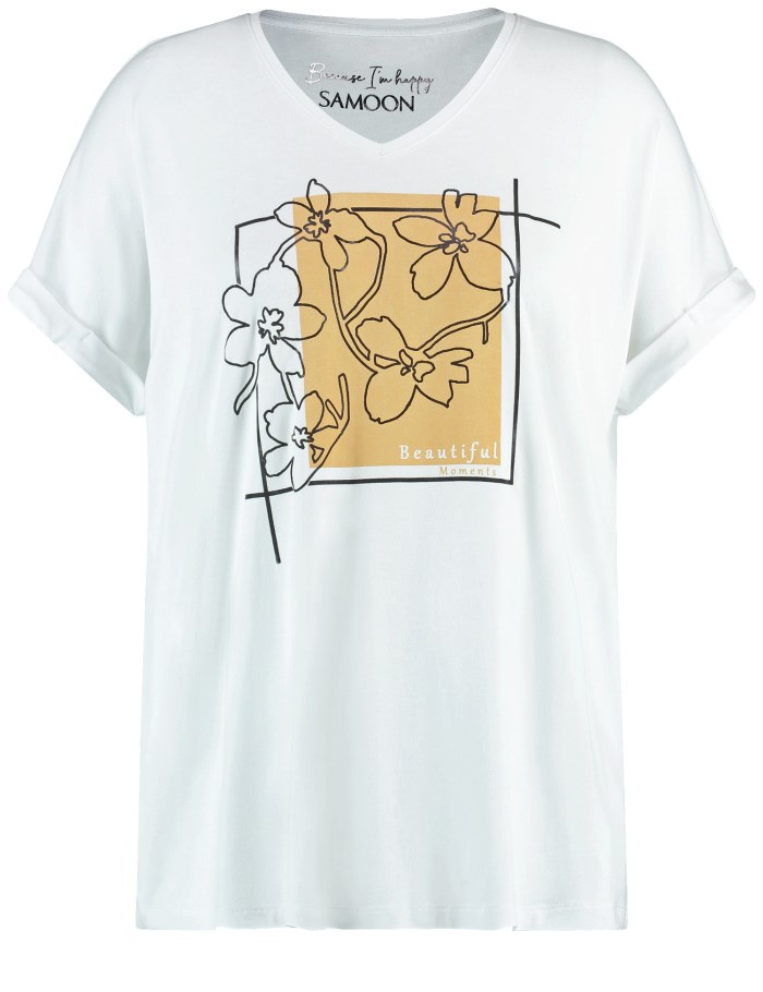 SAMOON T-shirt with a front print T-skjorte Hvite | TGVC0994