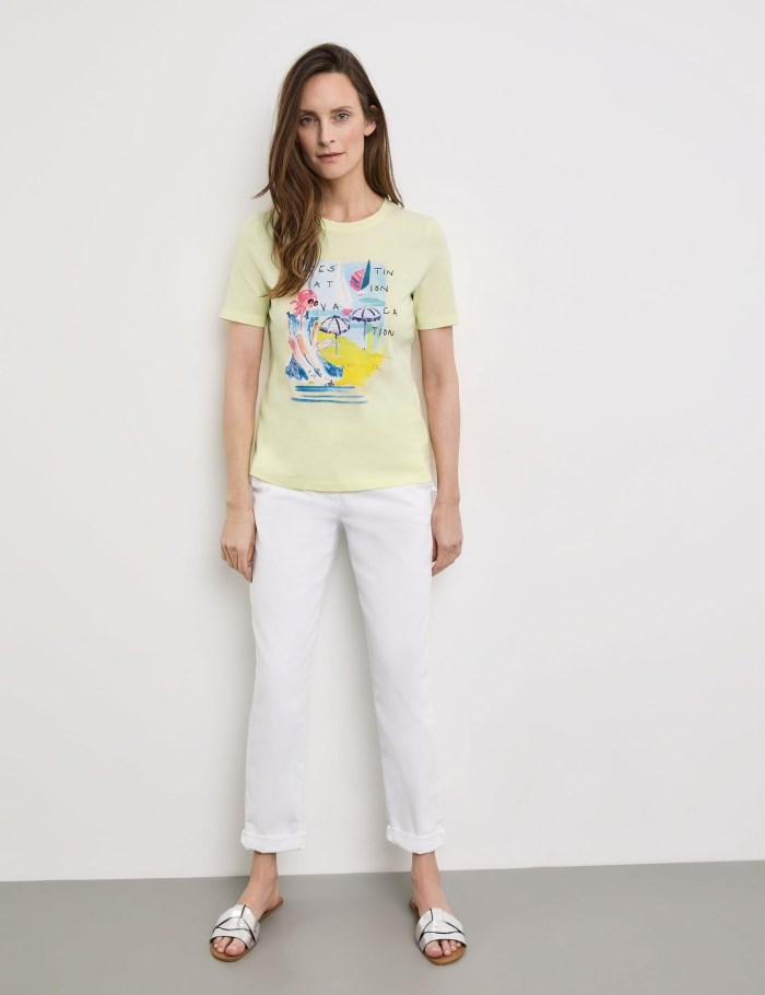 Gerry Weber T-shirt with a front print T-skjorte Gul | LMKO0658