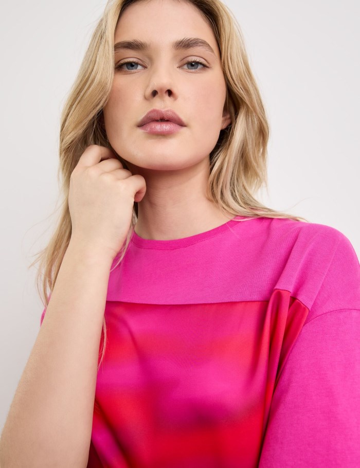 TAIFU T-shirt with a knotted detail T-skjorte Rosa | JDJA6092