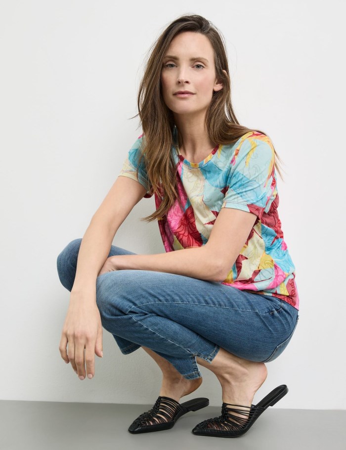 Gerry Weber T-shirt with a knotted detail T-skjorte Multicolor | YYGP2417