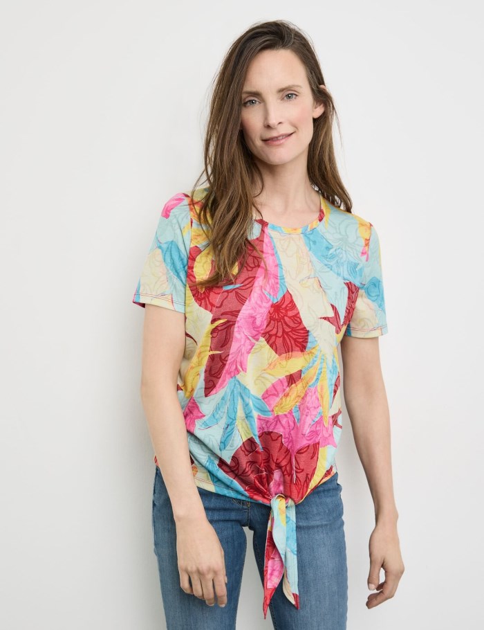 Gerry Weber T-shirt with a knotted detail T-skjorte Multicolor | YYGP2417