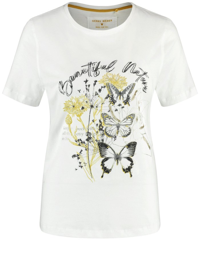 Gerry Weber T-shirt with a positioned front print T-skjorte Hvite | PGPO1321