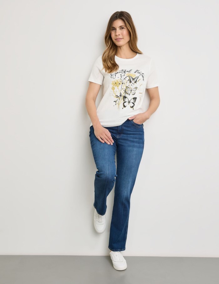 Gerry Weber T-shirt with a positioned front print T-skjorte Hvite | PGPO1321