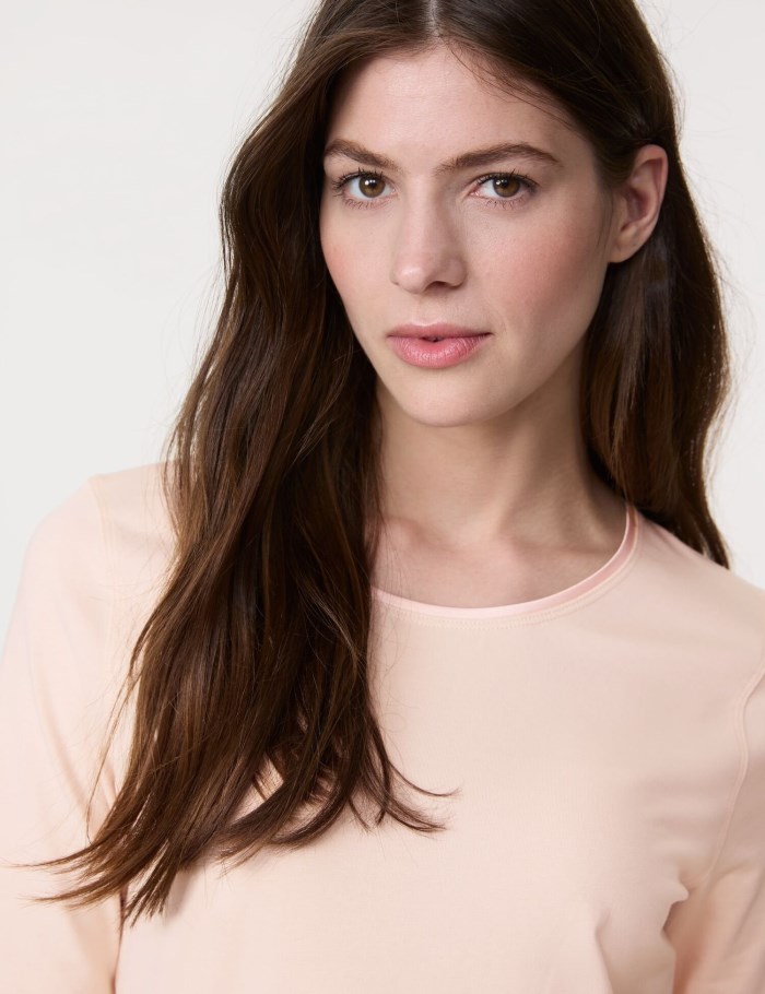 Gerry Weber T-shirt with a satin trim T-skjorte Rosa | LBMQ6388