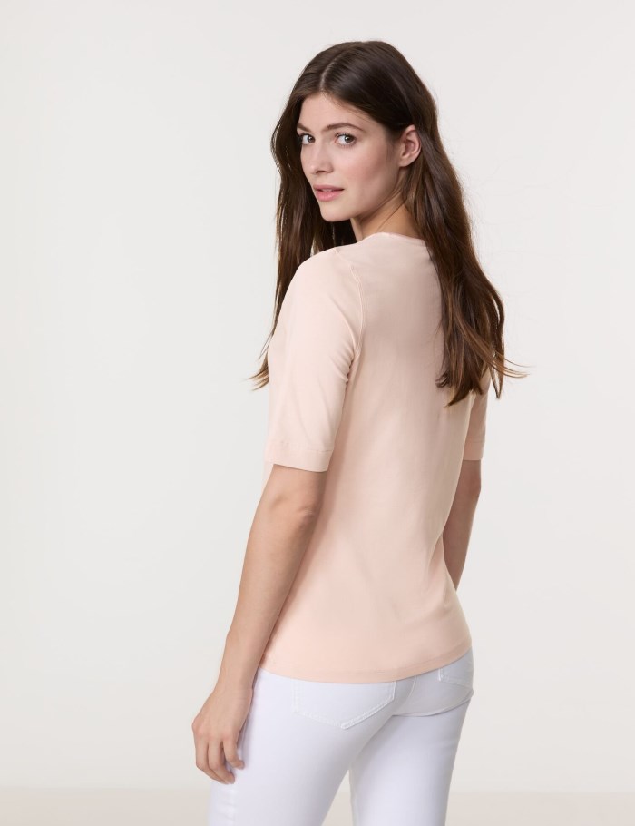 Gerry Weber T-shirt with a satin trim T-skjorte Rosa | LBMQ6388