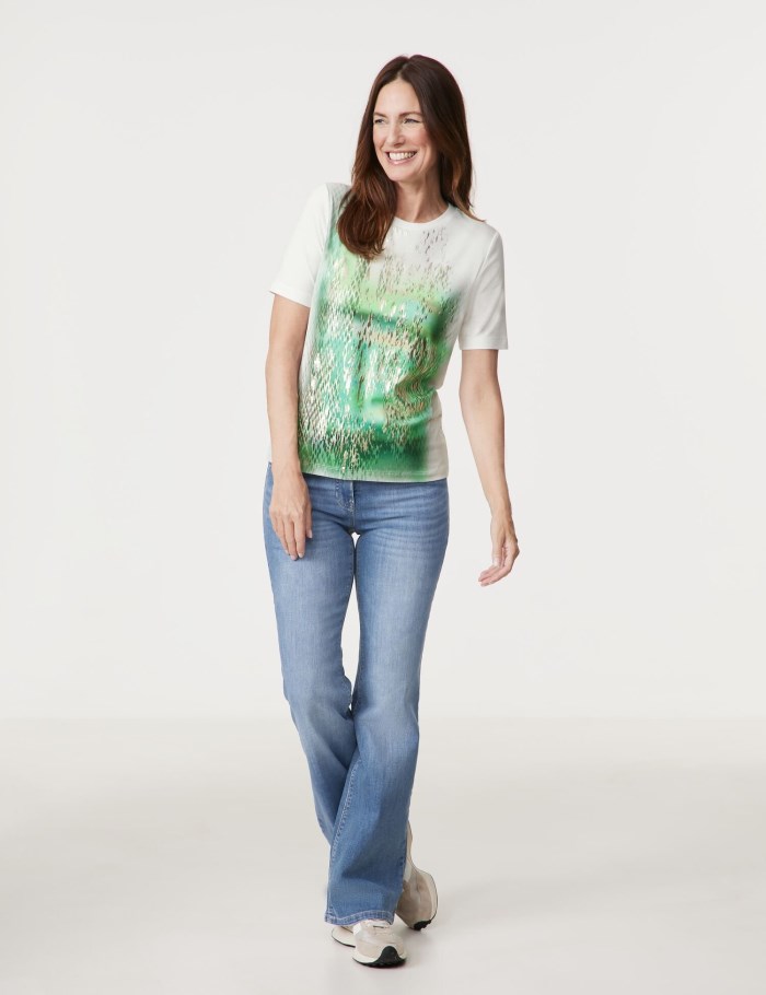 Gerry Weber T-shirt with an abstract front print T-skjorte Grønn | ZHPC5212