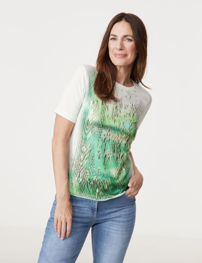 Gerry Weber T-shirt with an abstract front print T-skjorte Grønn | ZHPC5212