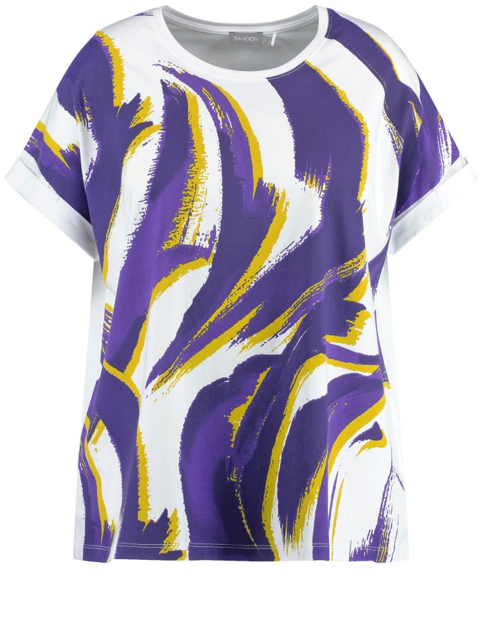 SAMOON T-shirt with an abstract print T-skjorte Lilla | KAKI9976