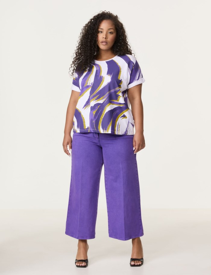 SAMOON T-shirt with an abstract print T-skjorte Lilla | KAKI9976