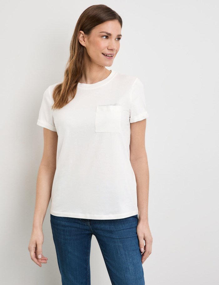 Gerry Weber T-shirt with decorative gemstones T-skjorte Hvite | PYLL2805